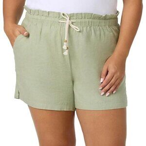 NWOT Hang Ten Women's L Light Green Linen Blend Drawstring Shorts